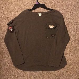 Forever 21 Army 3 quarter sleeve w embellishments